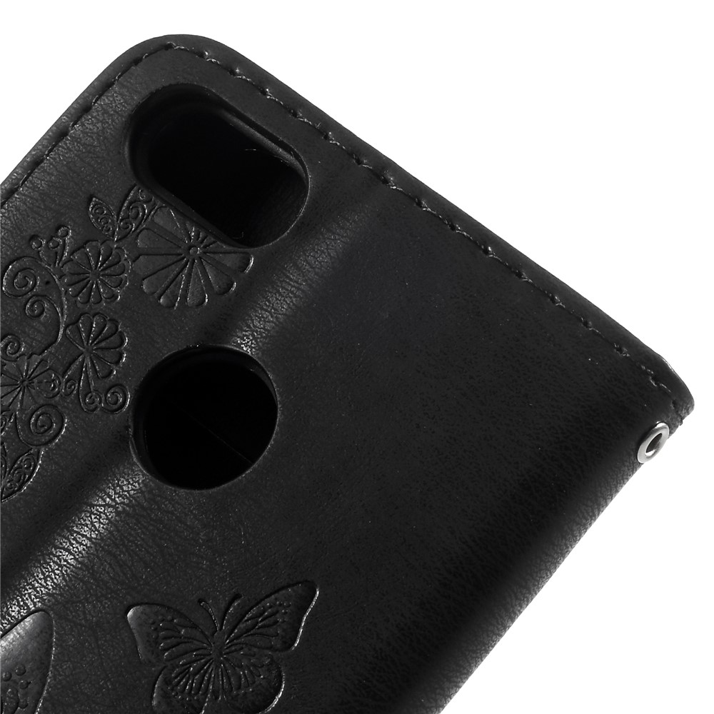 Imprinted Butterfly Flowers Leather Wallet Cover for Huawei P9 lite mini / Enjoy 7 / Y6 Pro (2017) - Black-9