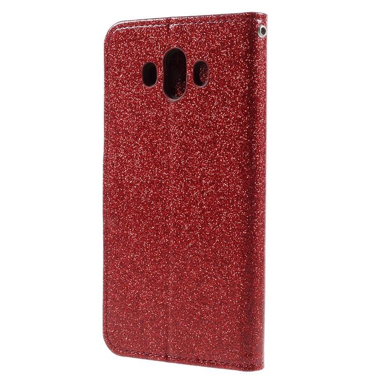 Flash Powder Leather Wallet Cellphone Case for Huawei Mate 10 - Red-2