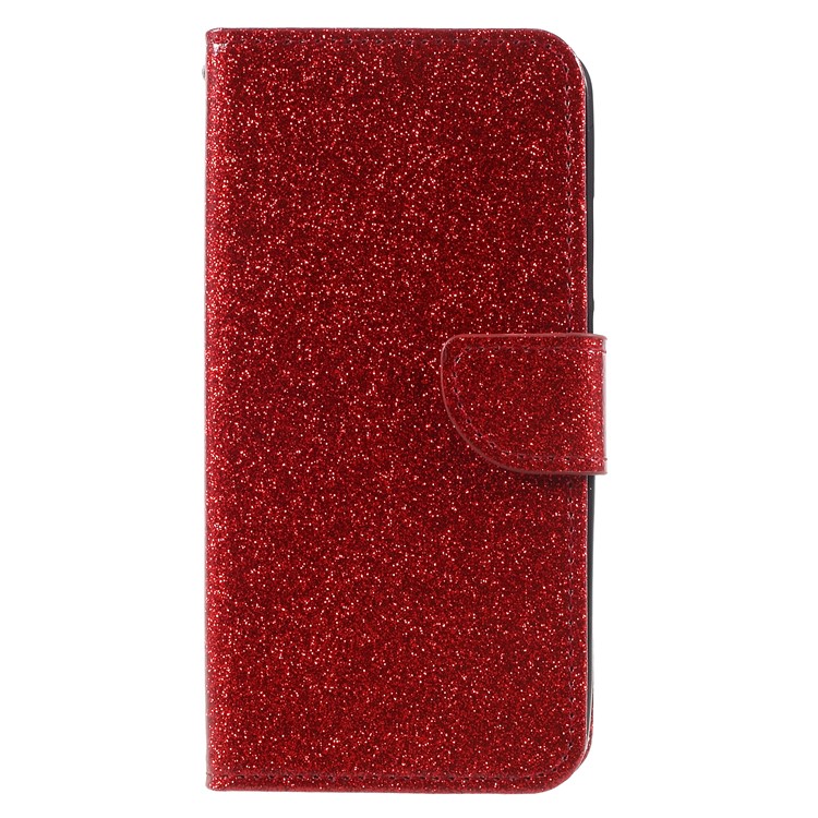 Flash Powder Leather Wallet Cellphone Case for Huawei Mate 10 - Red-3
