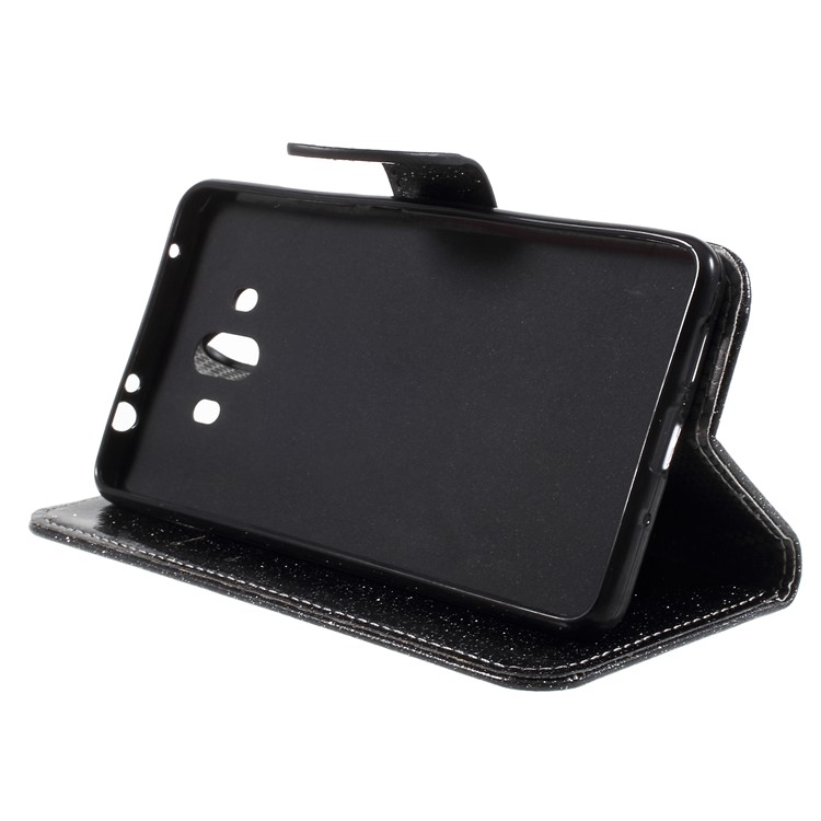 Flash Powder Leather Wallet Cellphone Cover for Huawei Mate 10 - Black-4
