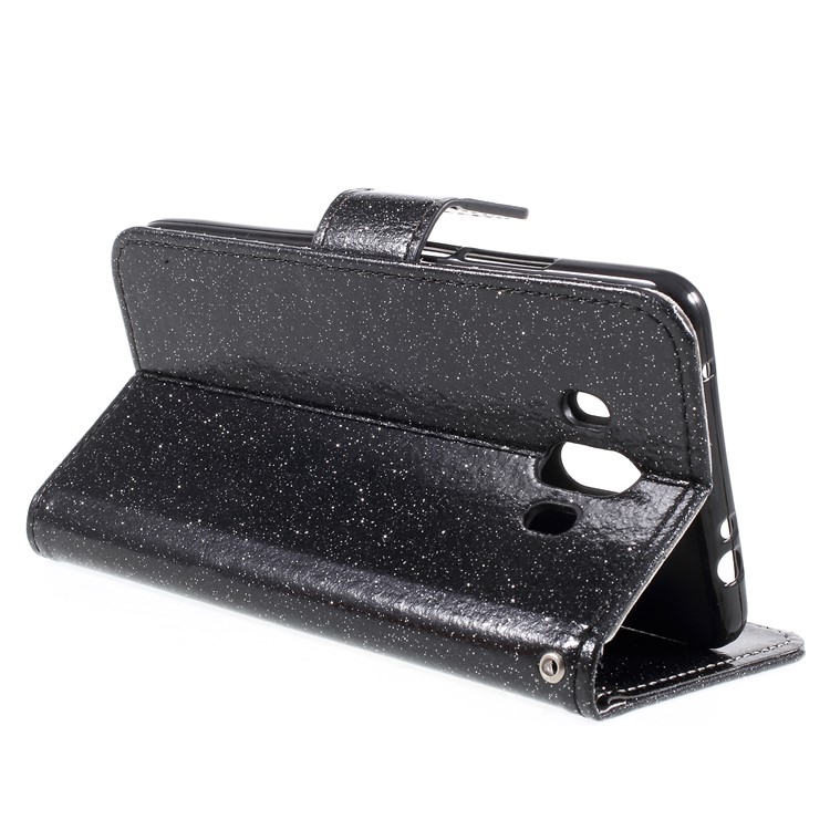 Flash Powder Leather Wallet Cellphone Cover for Huawei Mate 10 - Black-5