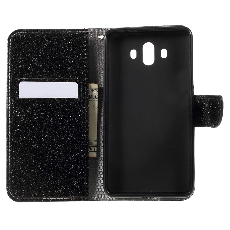 Flash Powder Leather Wallet Cellphone Cover for Huawei Mate 10 - Black-6