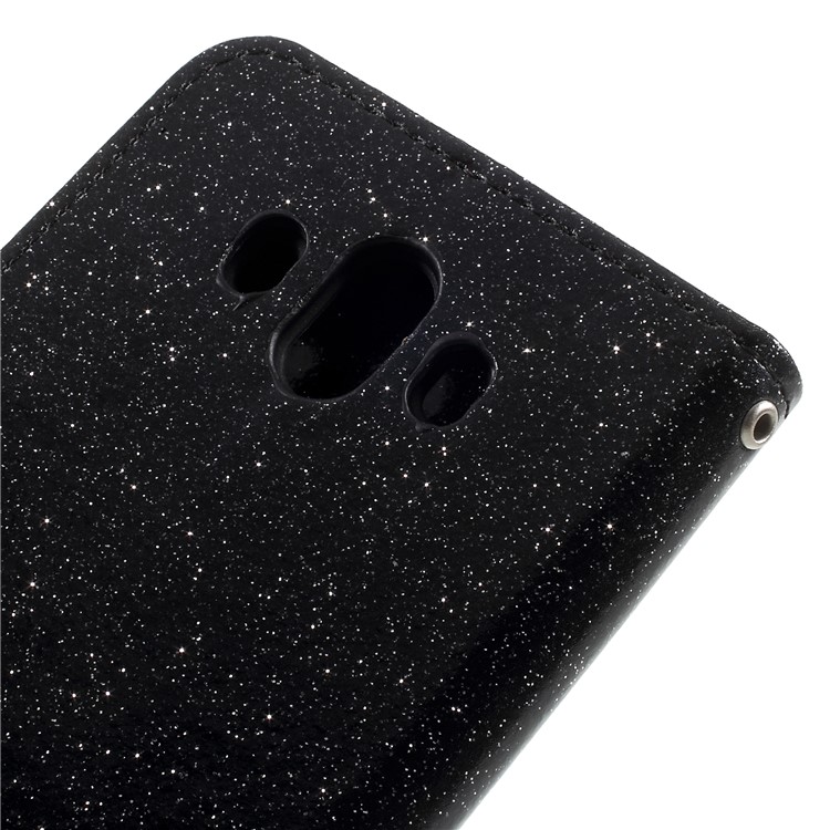 Flash Powder Leather Wallet Cellphone Cover for Huawei Mate 10 - Black-8