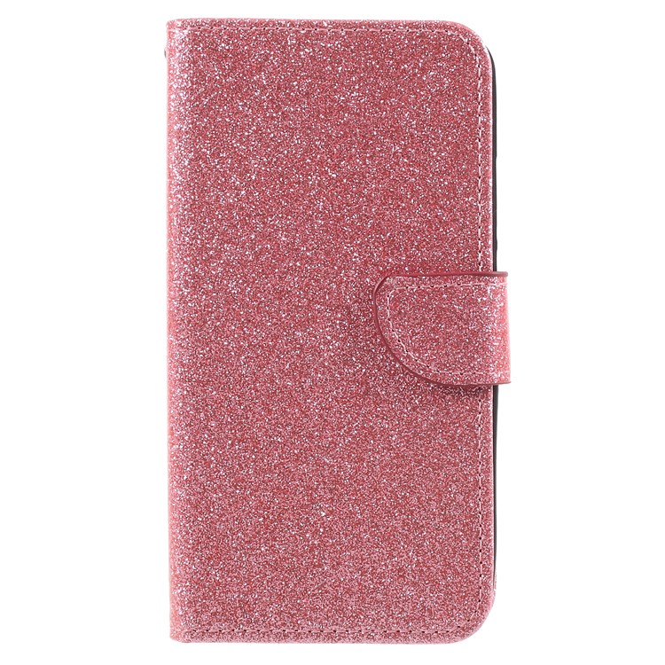 Flash Powder Leather Wallet Mobile Phone Case for Huawei Mate 10 - Pink-1