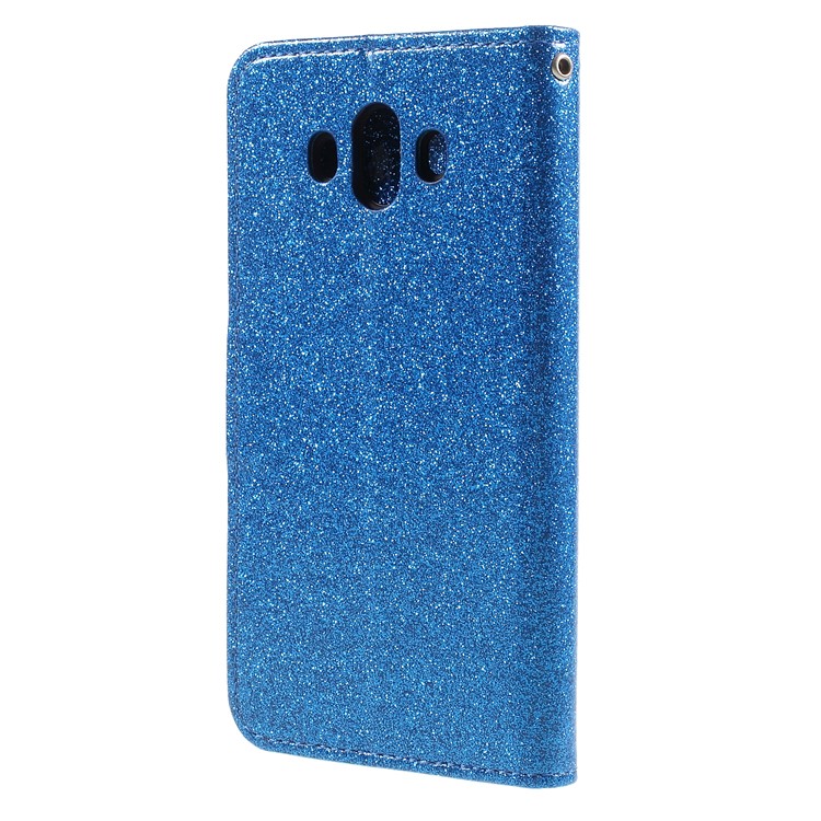 Flash Powder Leather Wallet Protective Casing for Huawei Mate 10 - Blue-2