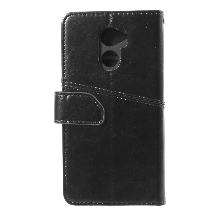 K'TRY Geometric Splicing Series Leather Wallet Case for Huawei Y7 Prime / Enjoy 7 Plus - Black-2