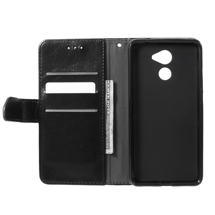 K'TRY Geometric Splicing Series Leather Wallet Case for Huawei Y7 Prime / Enjoy 7 Plus - Black-5