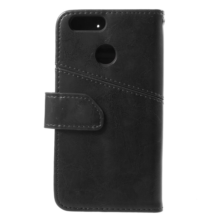 K'TRY Geometric Splicing Series for Huawei Nova 2 Leather Stand Wallet Case - Black-2