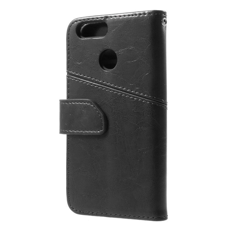 K'TRY Geometric Splicing Series for Huawei Nova 2 Leather Stand Wallet Case - Black-4
