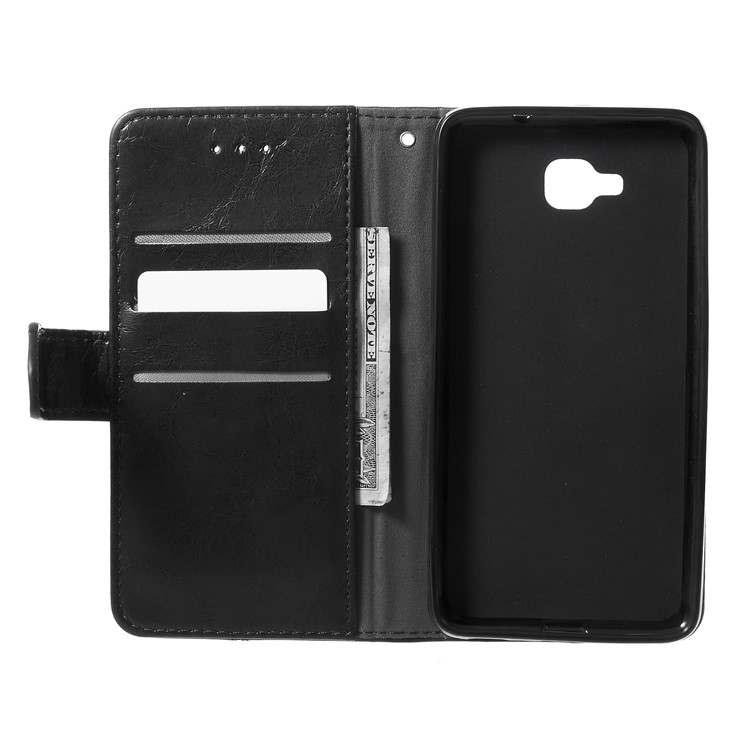 K'TRY Geometric Splicing Series Stand Wallet PU Leather Case for Huawei Honor 5c/7 Lite/GT3 - Black-6
