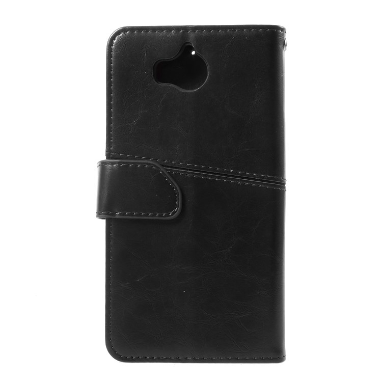 K'TRY Geometric Splicing Series PU Leather Wallet Case for Huawei Y5 (2017) - Black-2