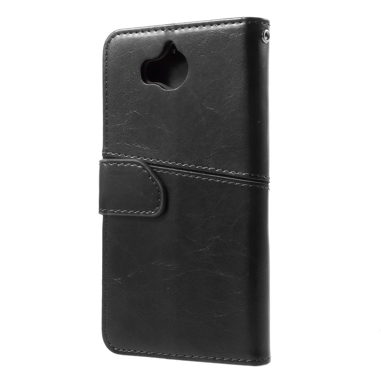 K'TRY Geometric Splicing Series PU Leather Wallet Case for Huawei Y5 (2017) - Black-4