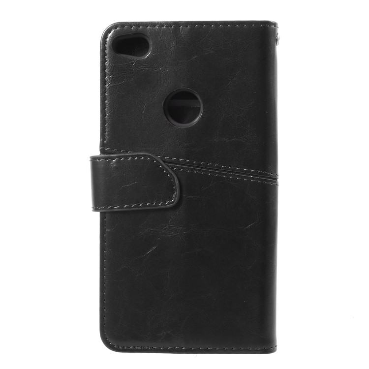 K'TRY Geometric Splicing Series Leather Wallet Case for Huawei P8 Lite (2017) / Honor 8 Lite - Black-2