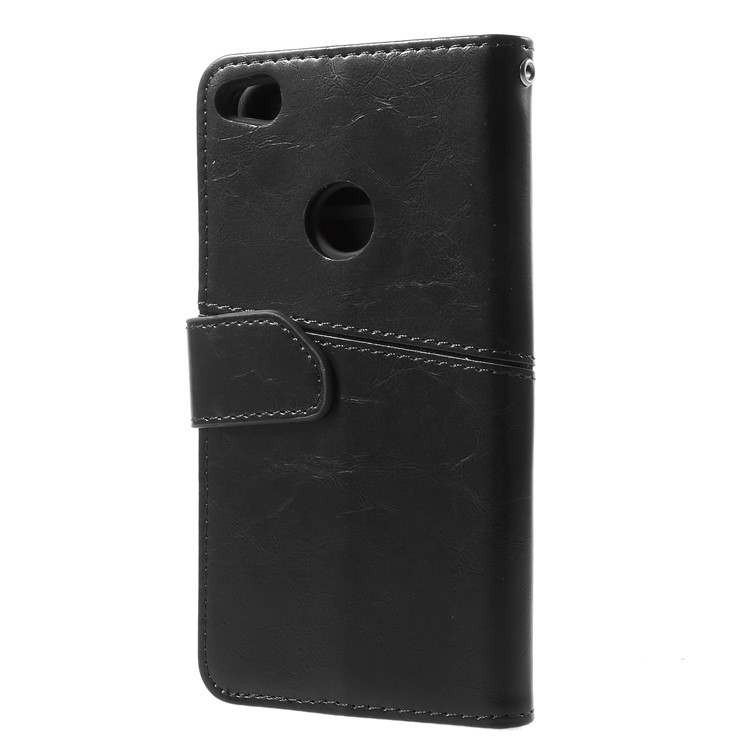 K'TRY Geometric Splicing Series Leather Wallet Case for Huawei P8 Lite (2017) / Honor 8 Lite - Black-4