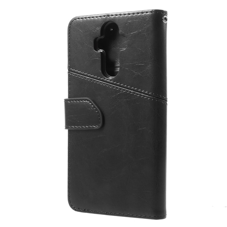 K'TRY Geometric Splicing Series Wallet Stand Leather Case for Huawei Mate 9 - Black-4