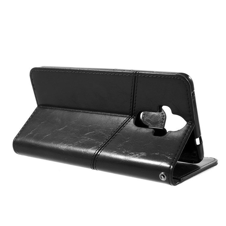 K'TRY Geometric Splicing Series Wallet Stand Leather Case for Huawei Mate 9 - Black-5