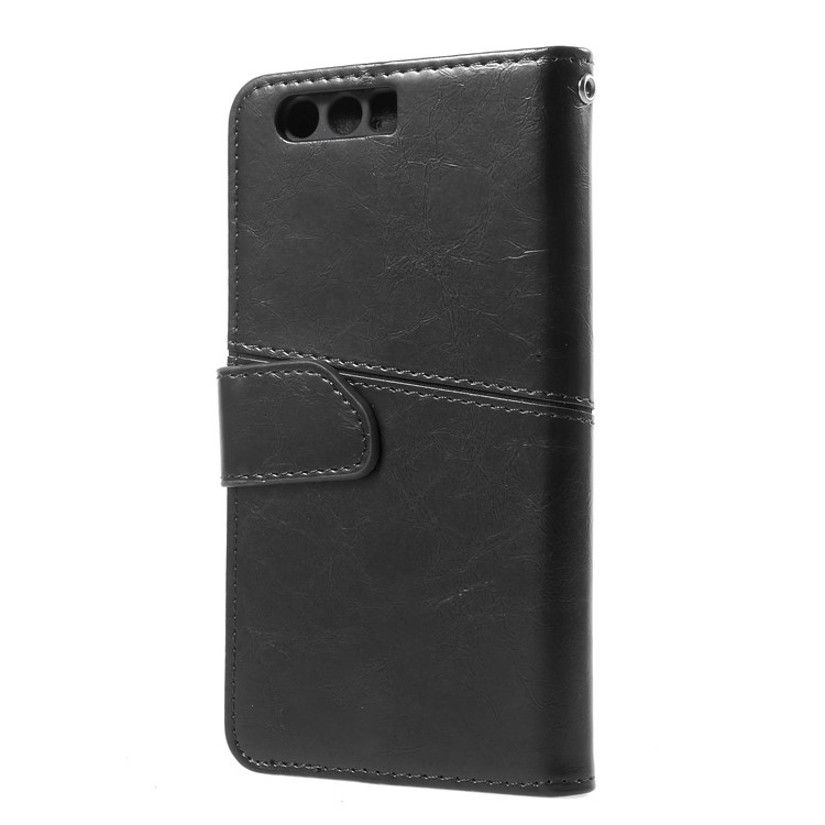 K'TRY Geometric Splicing Series Wallet Leather Case with Stand for Huawei Honor 9 - Black-4