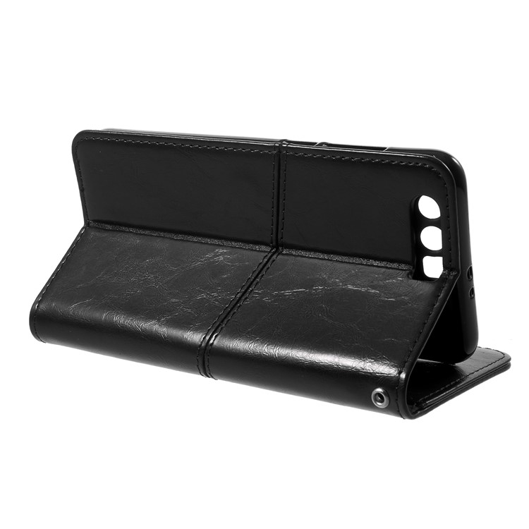 K'TRY Geometric Splicing Series Wallet Leather Case with Stand for Huawei Honor 9 - Black-5