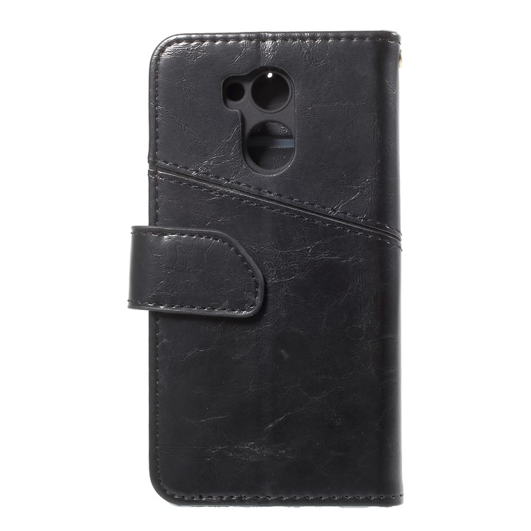 K'TRY Geometric Splicing Series Stand Wallet Leather Phone Case for Huawei Enjoy 6s/Honor 6C - Black-2
