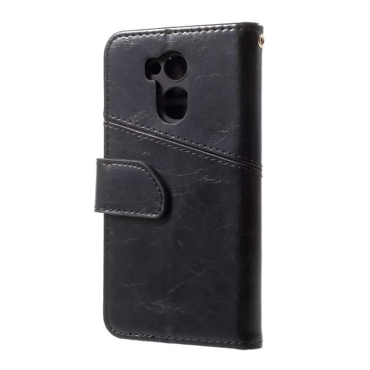 K'TRY Geometric Splicing Series Stand Wallet Leather Phone Case for Huawei Enjoy 6s/Honor 6C - Black-4
