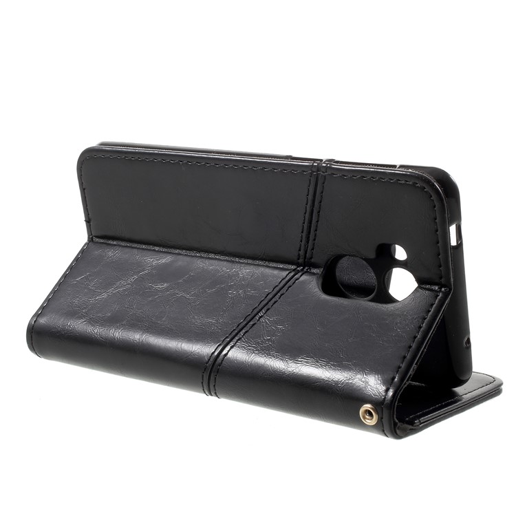 K'TRY Geometric Splicing Series Stand Wallet Leather Phone Case for Huawei Enjoy 6s/Honor 6C - Black-5