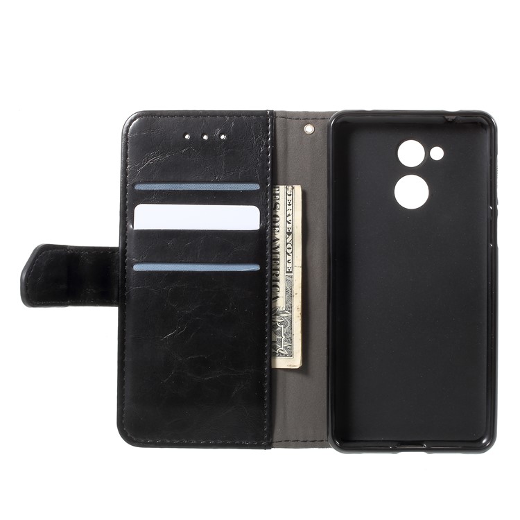 K'TRY Geometric Splicing Series Stand Wallet Leather Phone Case for Huawei Enjoy 6s/Honor 6C - Black-6