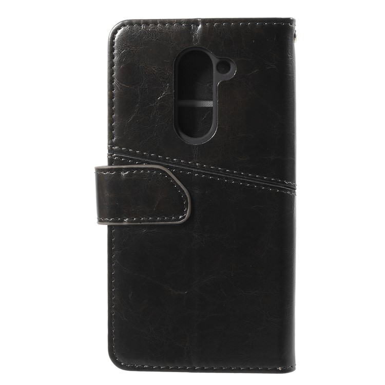 K'TRY Geometric Splicing Series PU Leather Wallet Case for Huawei Honor 6 Plus / 6X - Black-2