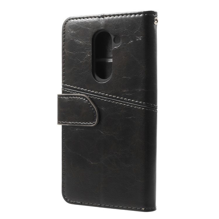 K'TRY Geometric Splicing Series PU Leather Wallet Case for Huawei Honor 6 Plus / 6X - Black-4