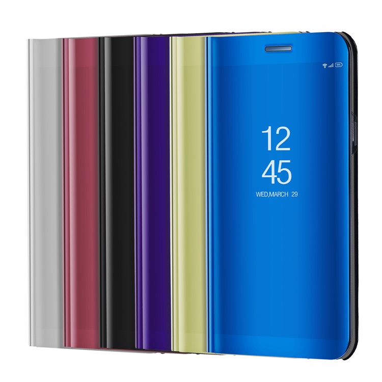 For Huawei Mate 10 Plated Mirror Surface View Leather Case with Stand - Silver-2