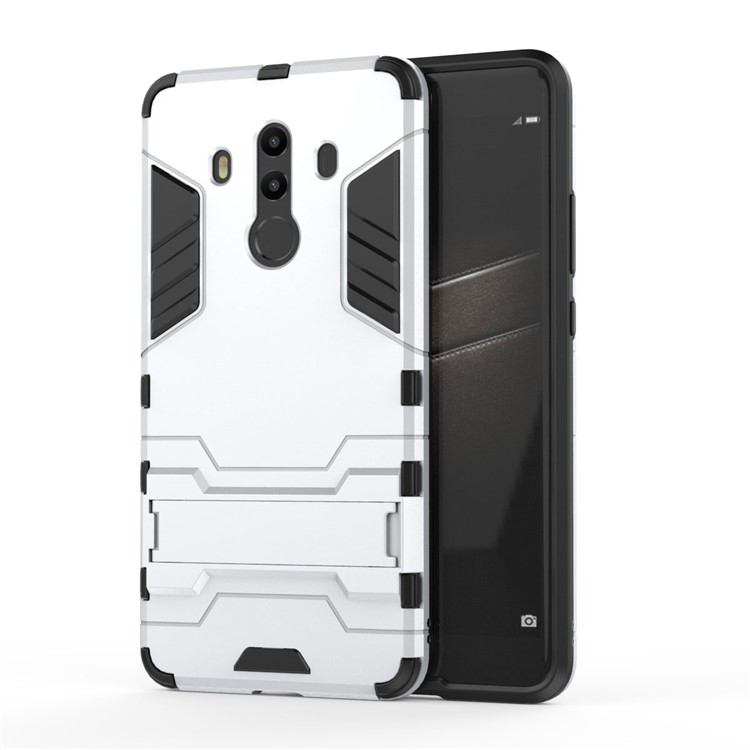 For Huawei Mate 10 Pro Shockproof PC + TPU Kickstand Mobile Phone Casing - Silver-2