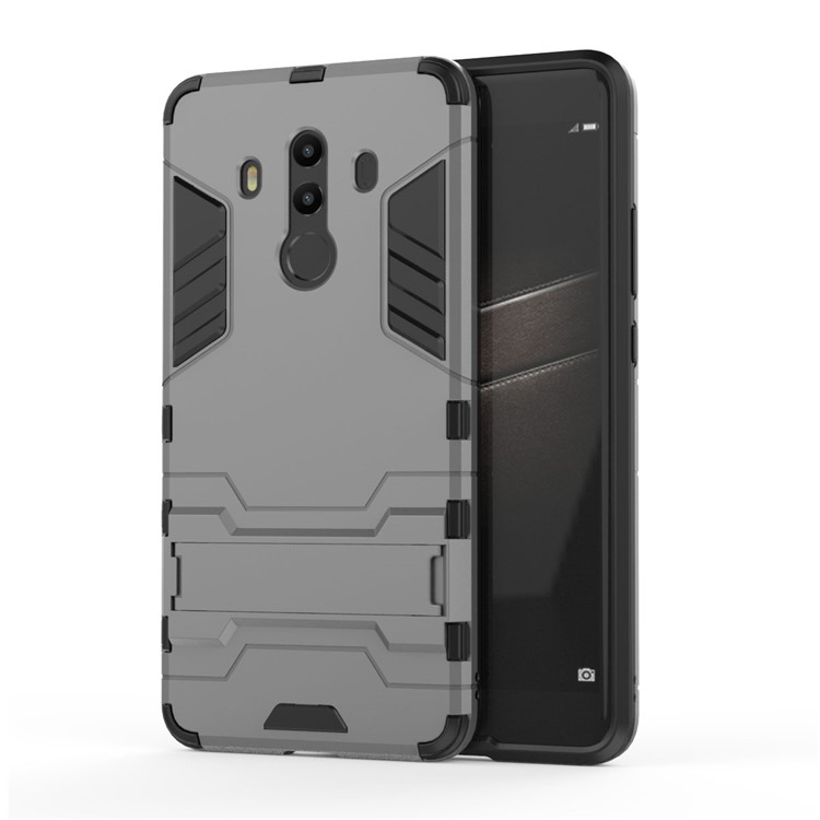 For Huawei Mate 10 Pro Shockproof PC + TPU Hybrid Kickstand Back Case - Grey-2