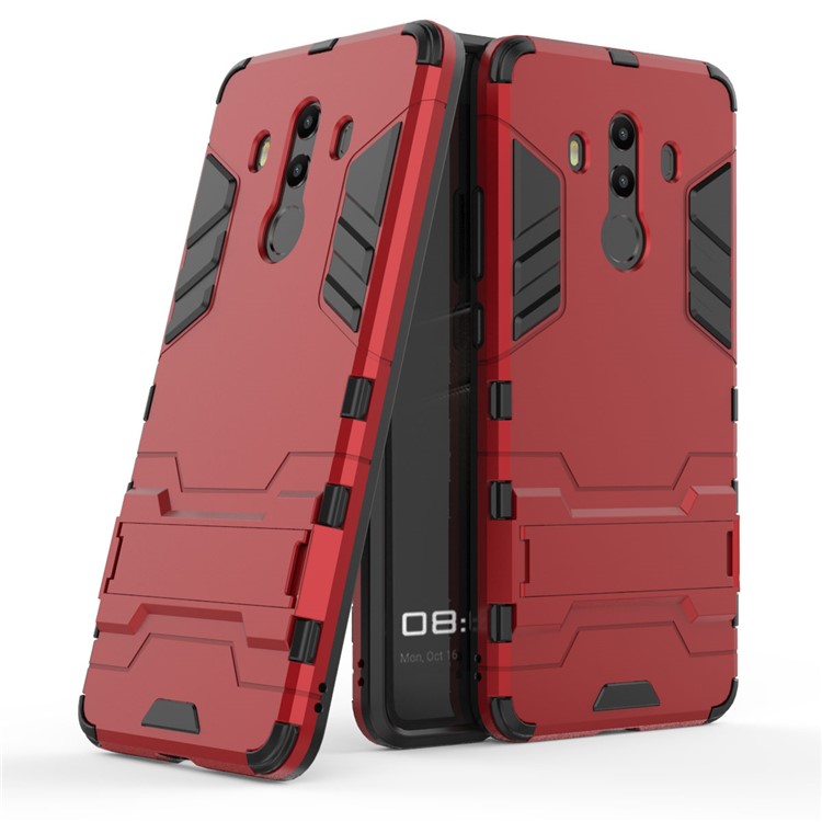 For Huawei Mate 10 Pro Shockproof PC + TPU Hybrid Kickstand Cell Phone Cover - Red-1