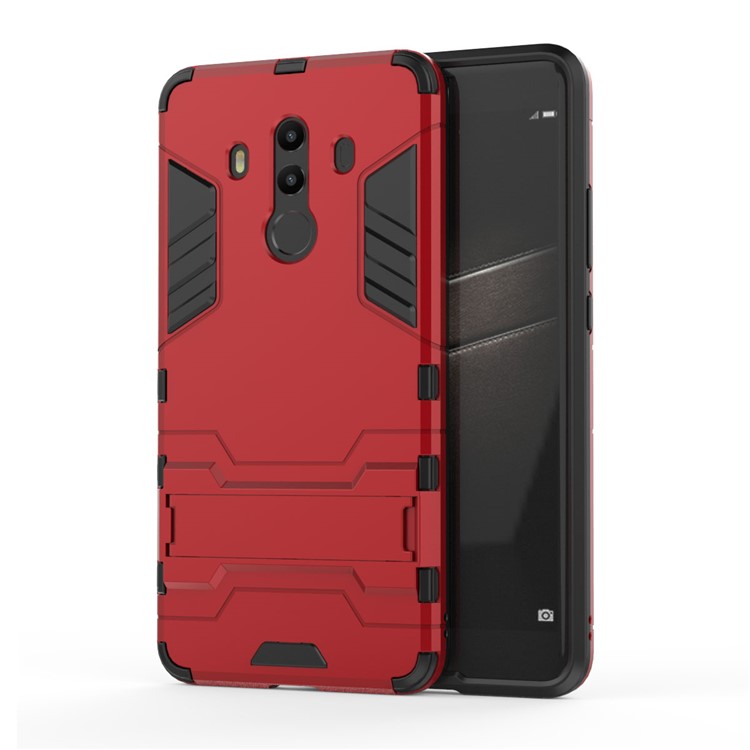 For Huawei Mate 10 Pro Shockproof PC + TPU Hybrid Kickstand Cell Phone Cover - Red-2