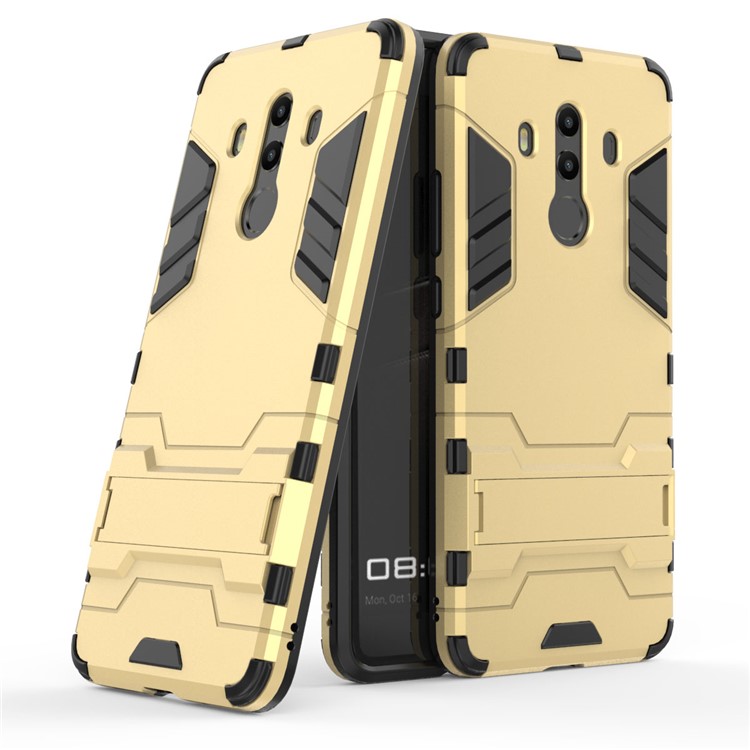 For Huawei Mate 10 Pro Shockproof PC + TPU Hybrid Kickstand Protection Shell - Gold-1
