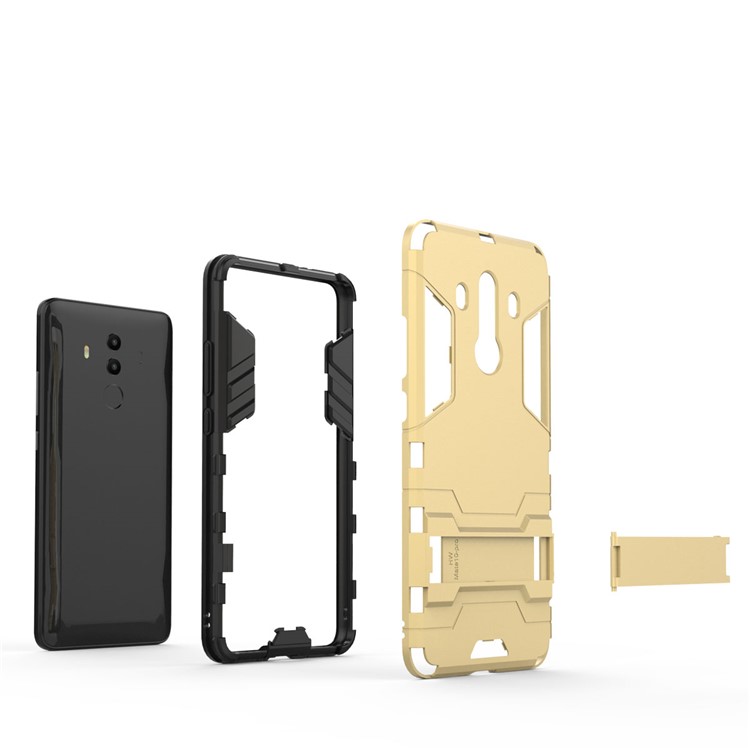 For Huawei Mate 10 Pro Shockproof PC + TPU Hybrid Kickstand Protection Shell - Gold-10