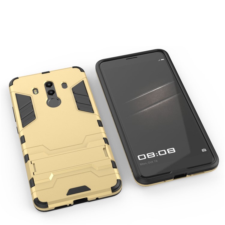 For Huawei Mate 10 Pro Shockproof PC + TPU Hybrid Kickstand Protection Shell - Gold-3