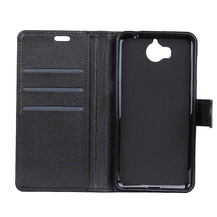 Litchi Texture Leather Wallet Stand Case for Huawei Y6 (2017)/Y5 (2017) - Black-3