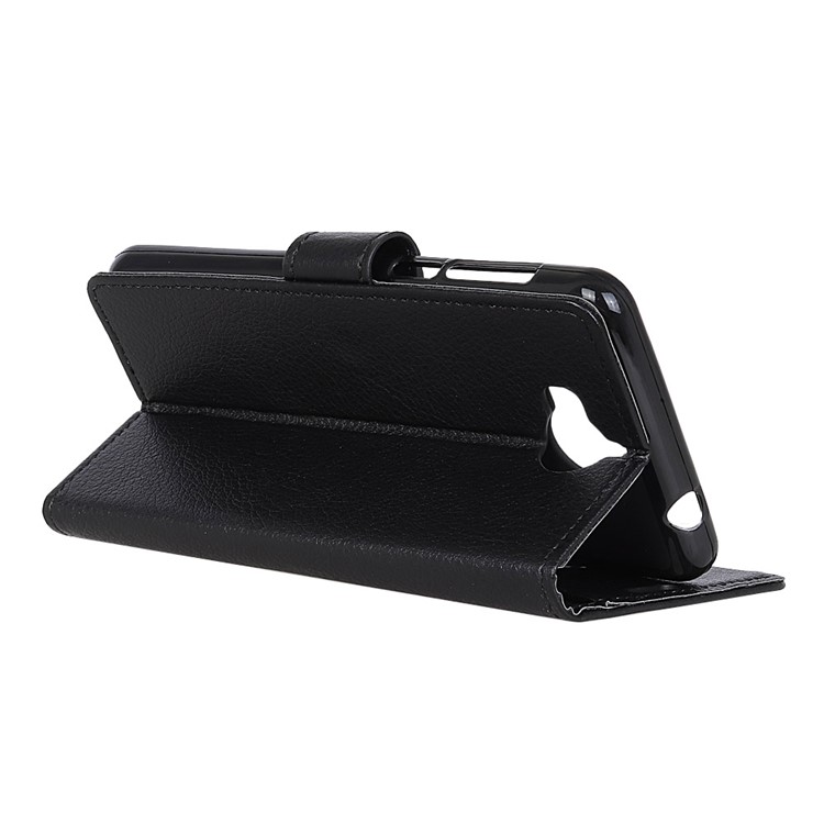 Litchi Texture Leather Wallet Stand Case for Huawei Y6 (2017)/Y5 (2017) - Black-4
