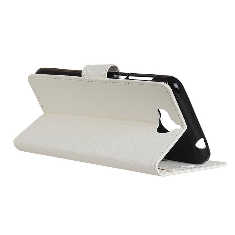 Litchi Texture Leather Wallet Stand Cover for Huawei Y6 (2017)/Y5 (2017) - White-4