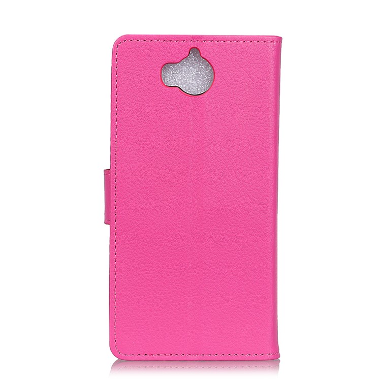 Litchi Texture Leather Wallet Stand Shell for Huawei Y6 (2017)/Y5 (2017) - Rose-2