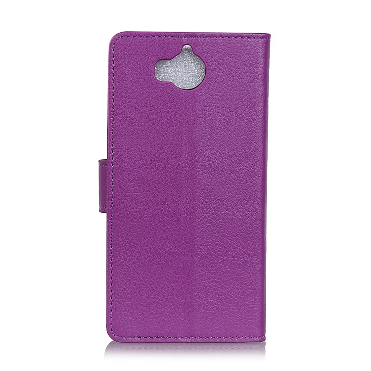 Litchi Grain Leather Wallet Stand Mobile Cover for Huawei Y6 (2017)/Y5 (2017) - Purple-2