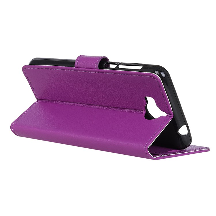 Litchi Grain Leather Wallet Stand Mobile Cover for Huawei Y6 (2017)/Y5 (2017) - Purple-4