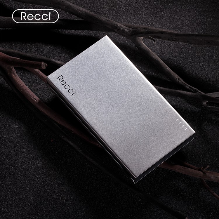 RECCI 8000mAh Aluminum Li-polymer Dual USB Power Bank for iPhone iPad Samsung etc - Silver-1