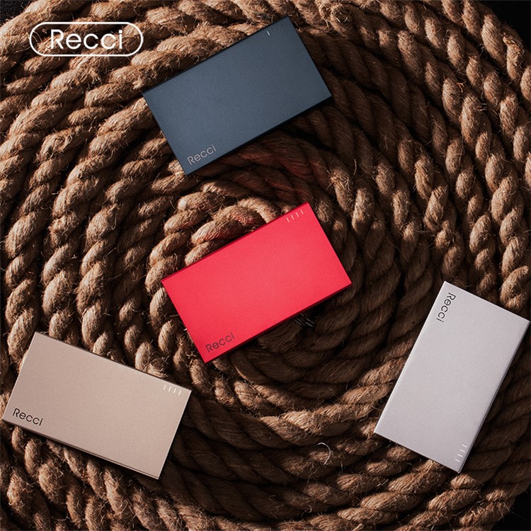 RECCI 8000mAh Aluminum Li-polymer Dual USB Power Bank for iPhone iPad Samsung etc - Silver-2