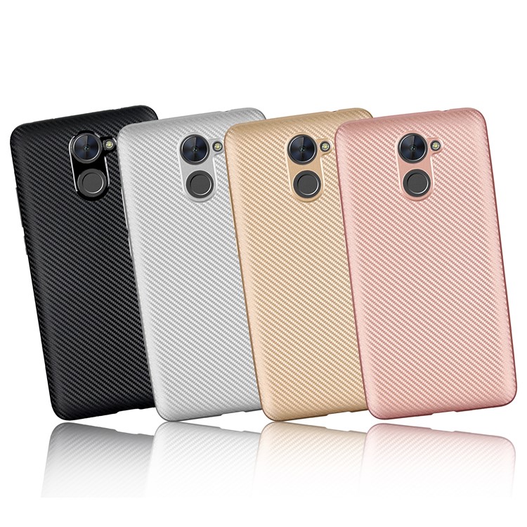 For Huawei Y7 (2017) Carbon Fiber Texture Soft TPU Mobile Cover - Gold-2