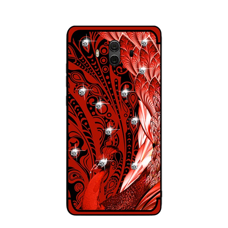 10Pcs/Set NXE Diamonds Decor Peacock Pattern TPU Phone Case for Huawei Mate 10 - Red-2