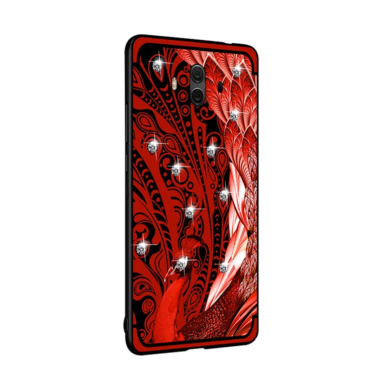 10Pcs/Set NXE Diamonds Decor Peacock Pattern TPU Phone Case for Huawei Mate 10 - Red-3