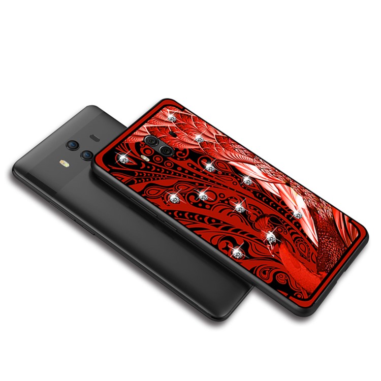 10Pcs/Set NXE Diamonds Decor Peacock Pattern TPU Phone Case for Huawei Mate 10 - Red-5