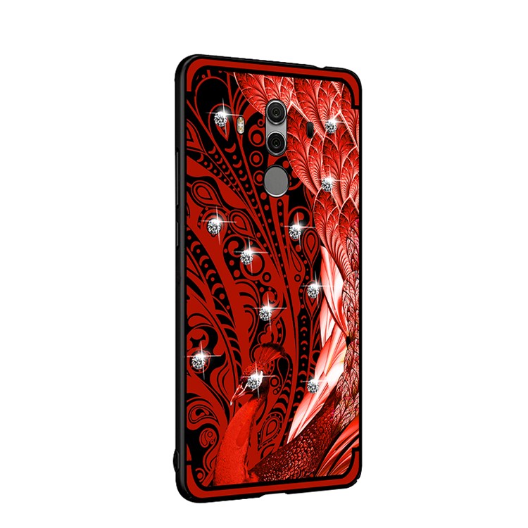 10Pcs/Set NXE Diamonds Decor Peacock Pattern TPU Back Case for Huawei Mate 10 Pro - Red-3
