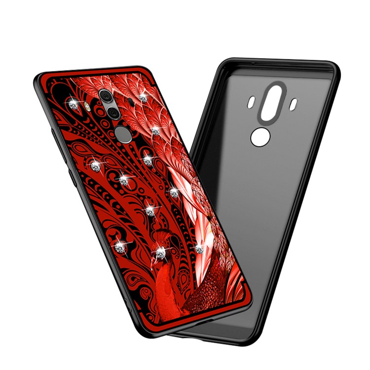 10Pcs/Set NXE Diamonds Decor Peacock Pattern TPU Back Case for Huawei Mate 10 Pro - Red-4
